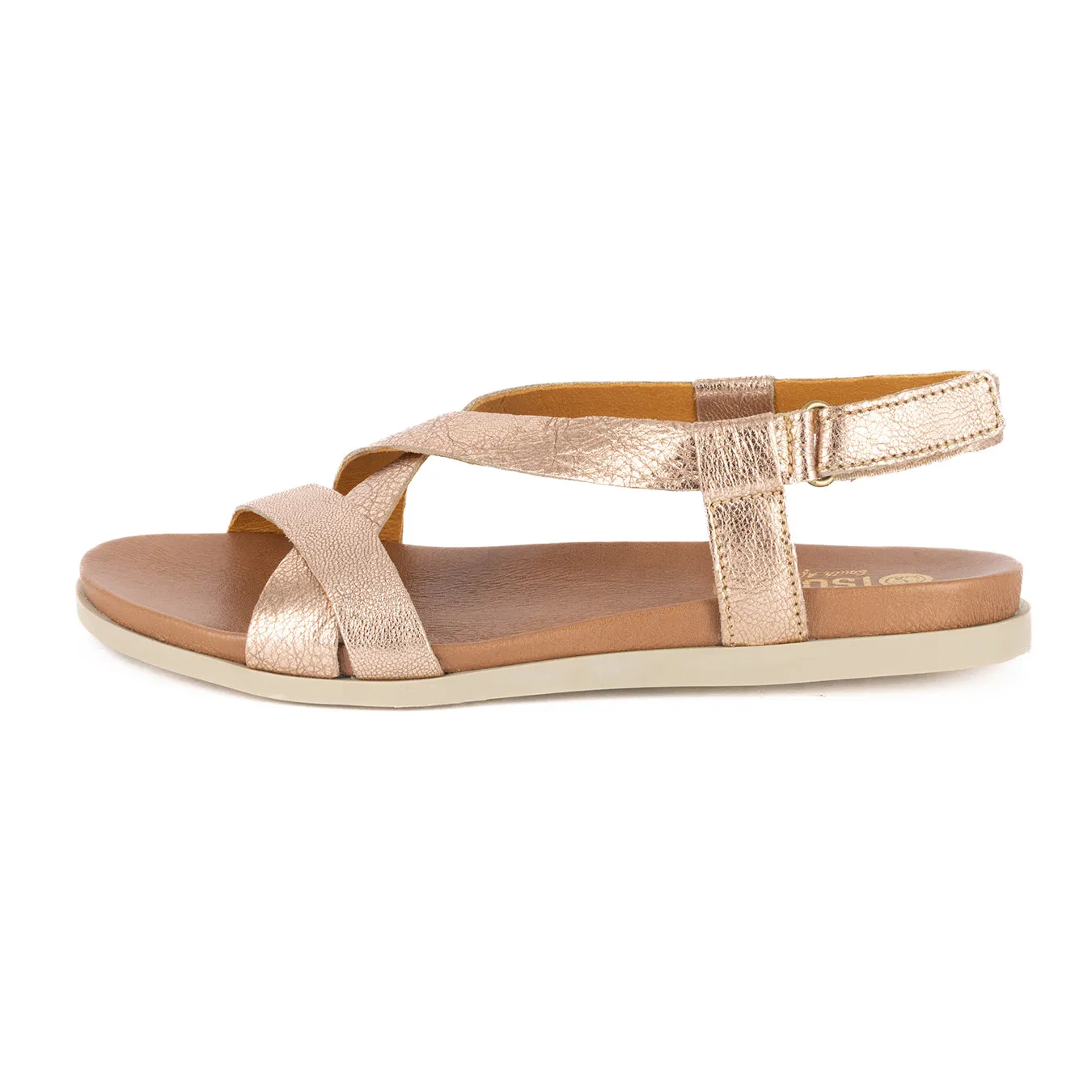 Sadani : Ladies Leather Sandal in Gold Metallic