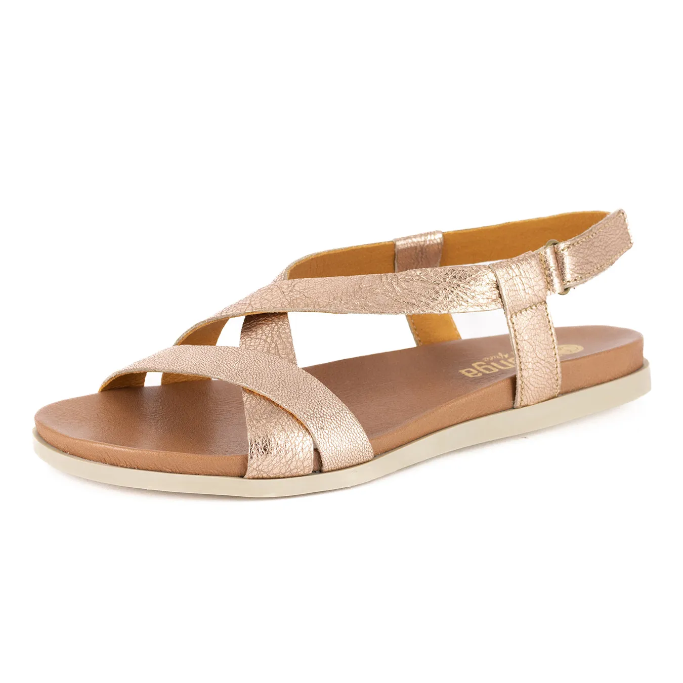 Sadani : Ladies Leather Sandal in Gold Metallic
