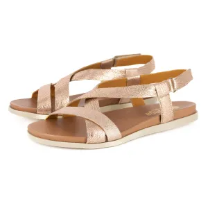 Sadani : Ladies Leather Sandal in Gold Metallic