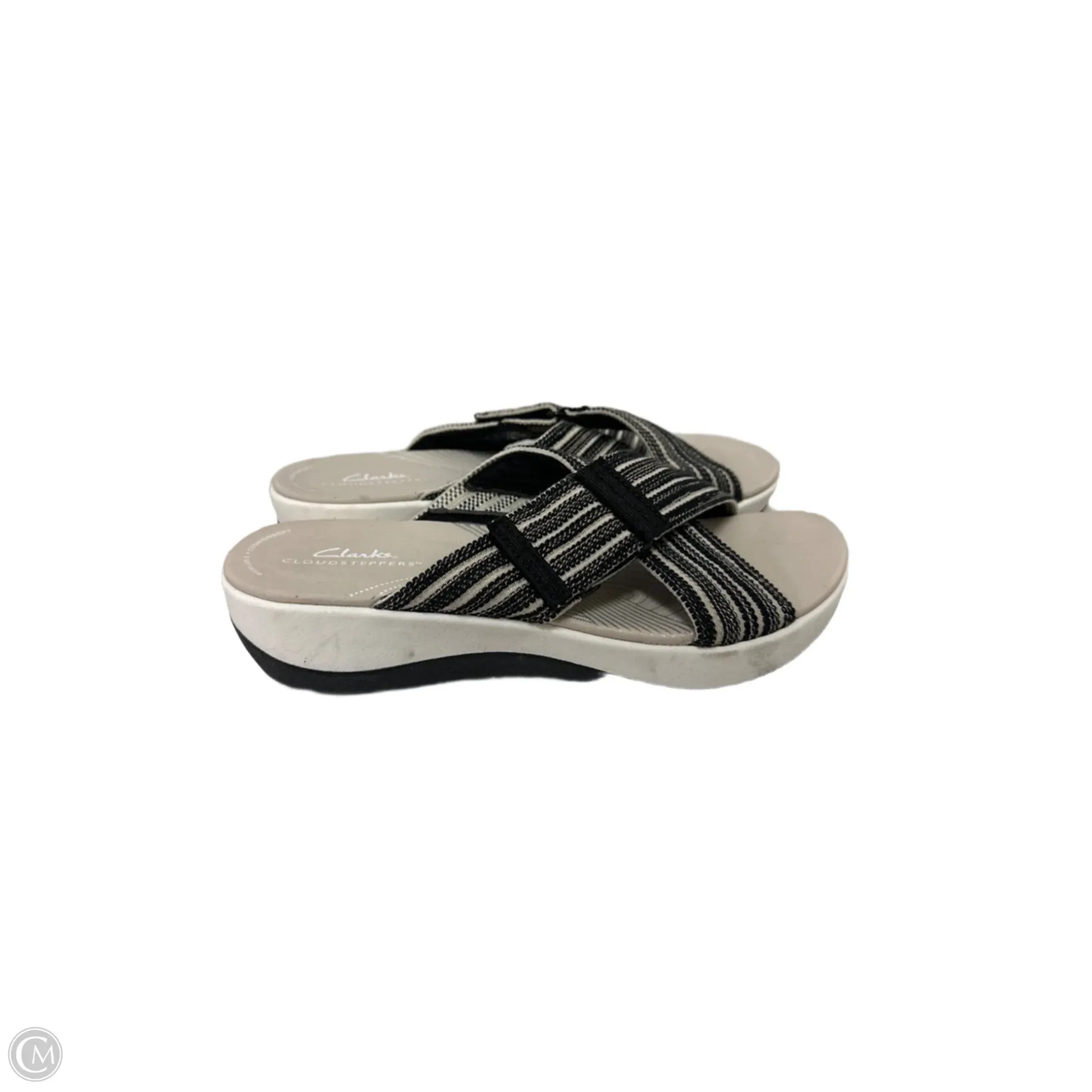 Sandals Flats By Clarks In Black & Cream, Size: 8