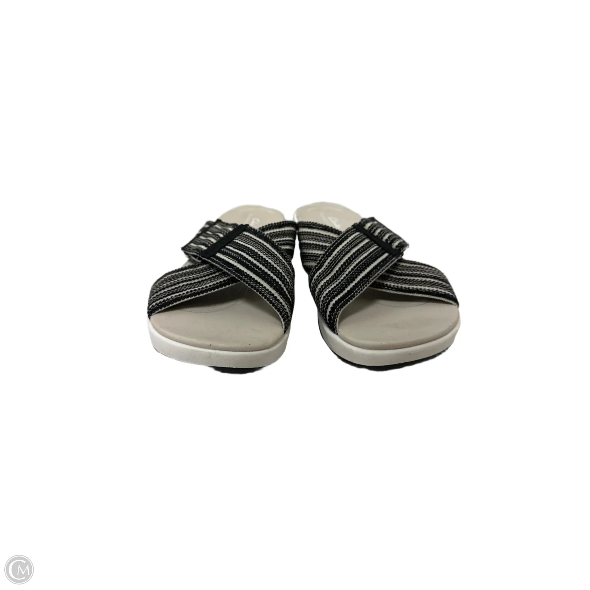 Sandals Flats By Clarks In Black & Cream, Size: 8