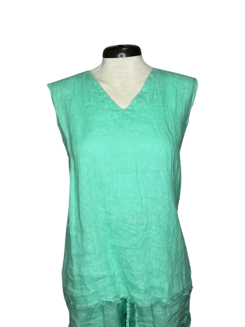 Sequoia Linen Sleeveless Top Aqua