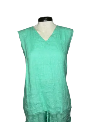 Sequoia Linen Sleeveless Top Aqua
