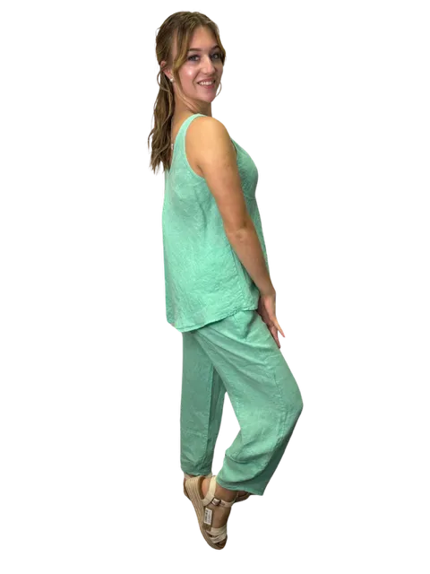 Sequoia Linen Sleeveless Top Aqua