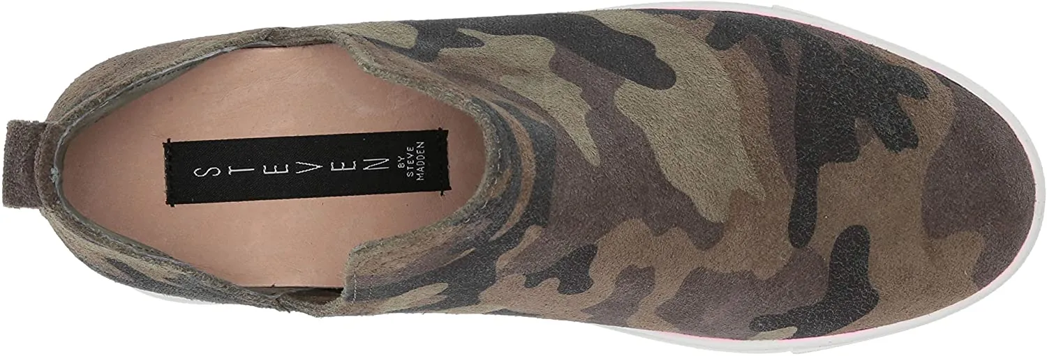 STEVE MADDEN WOMEN'S CANARES CROCO SUEDE SNEAKERS CAMO SUEDE
