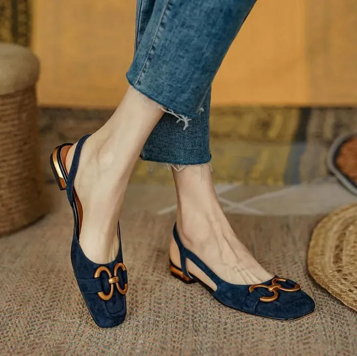 Sylis | Elegant Slingback Flats with Buckle Detail