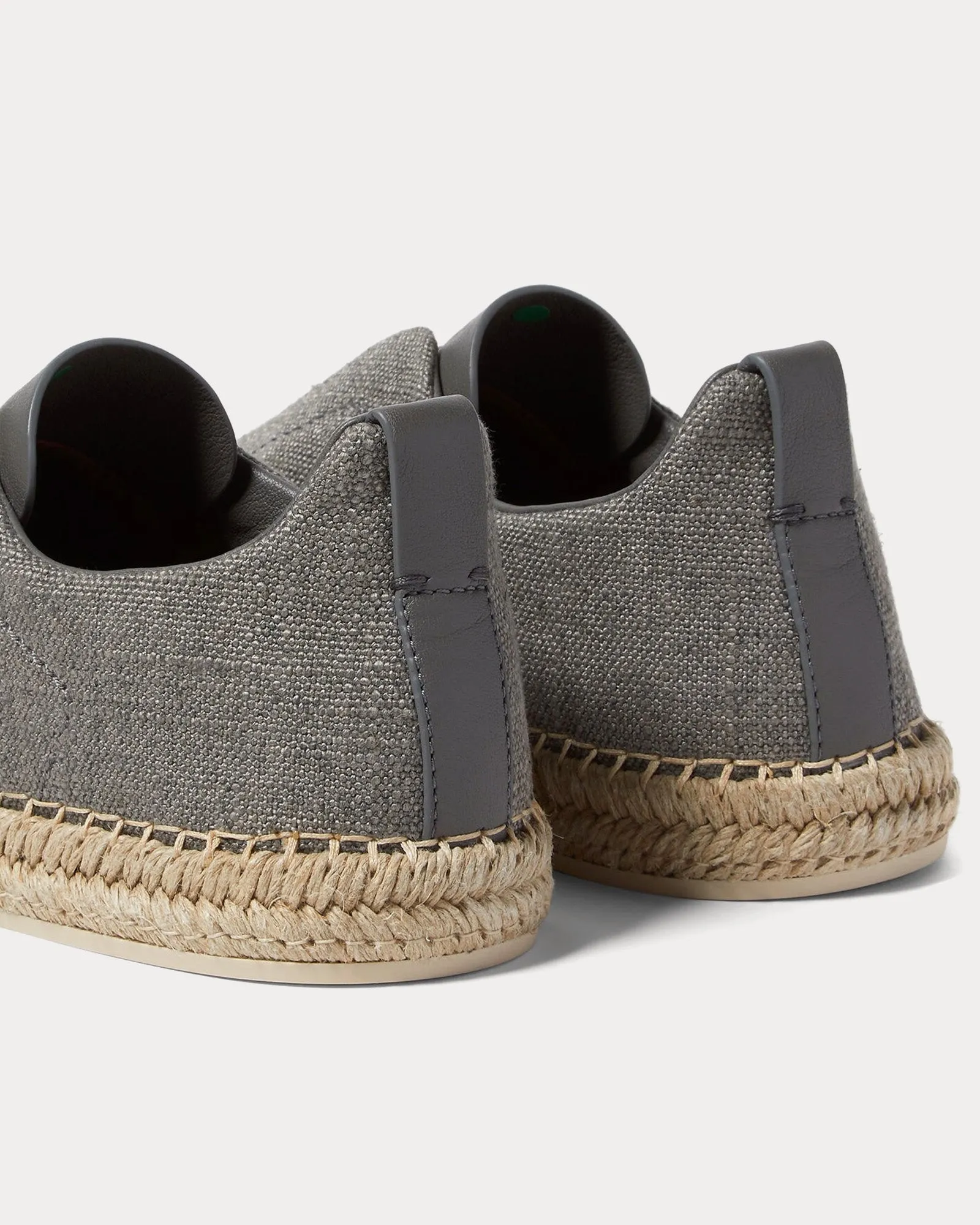 Triple Stitch Linen & Leather Grey Mélange Espadrilles