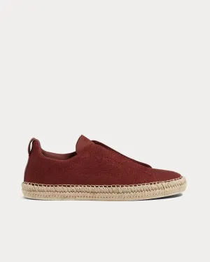 Triple Stitch Linen & Leather Red Viscose Espadrilles