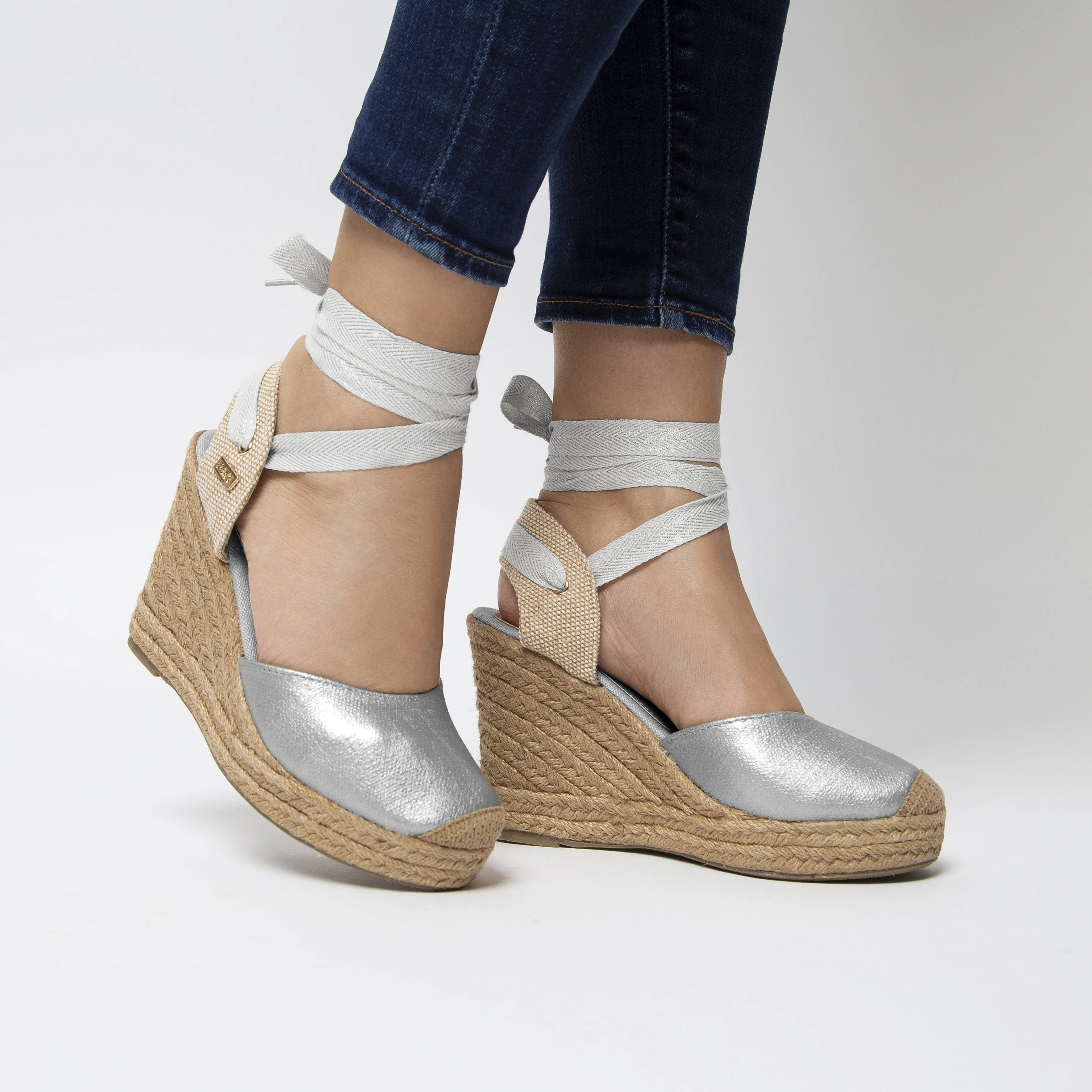 Wedge Shoe Espadrilles Capri Metal Silver
