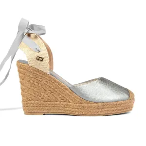 Wedge Shoe Espadrilles Capri Metal Silver