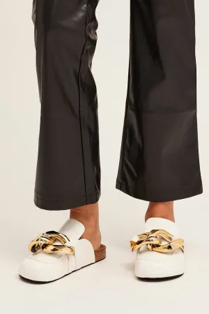 White Chain Flat Mules