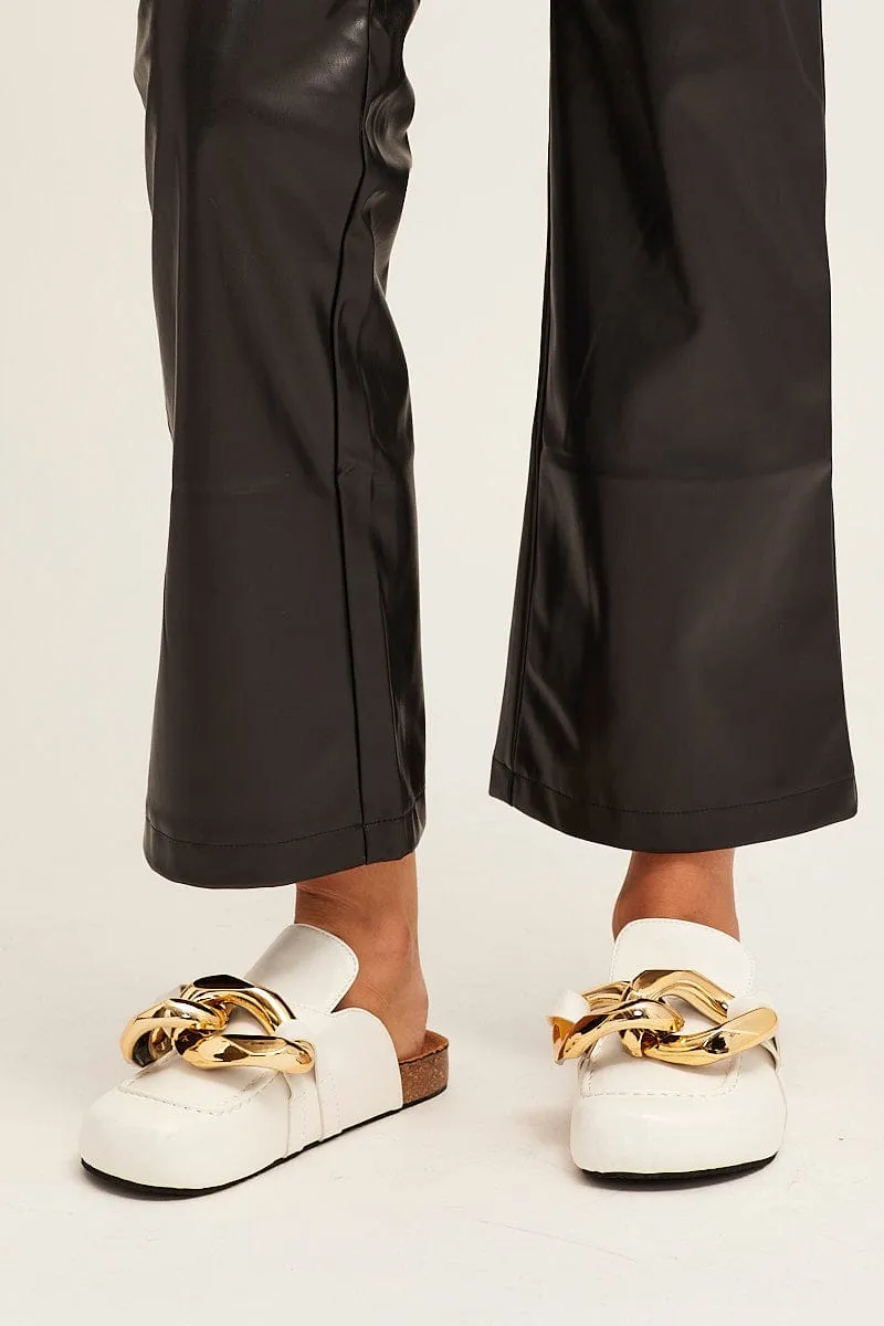 White Chain Flat Mules