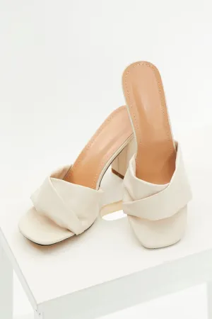 White Faux Leather Mule