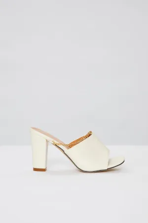 White Faux Leather Mules