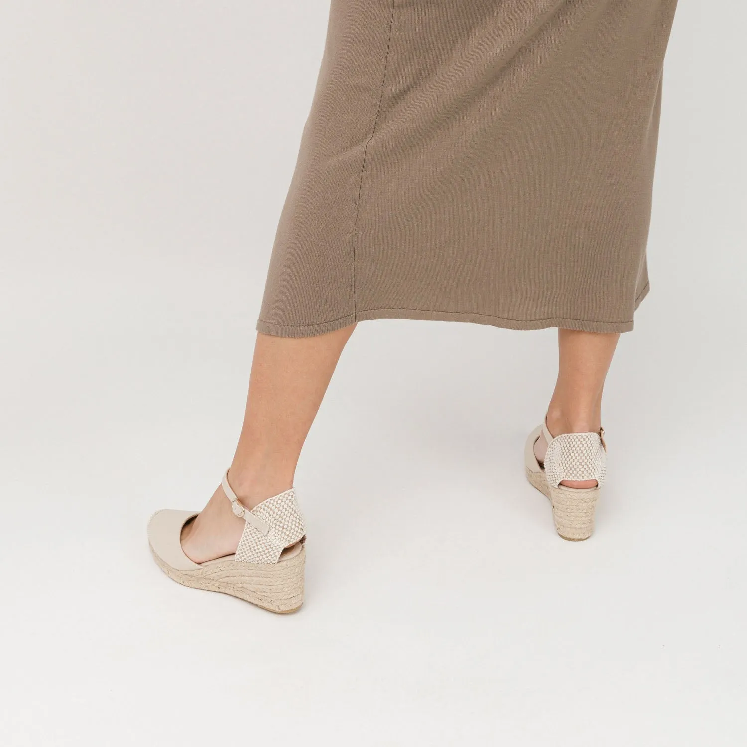 White Wedge Espadrilles with Buckle Up