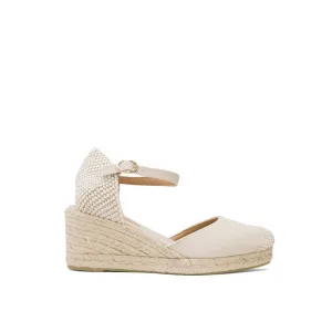White Wedge Espadrilles with Buckle Up