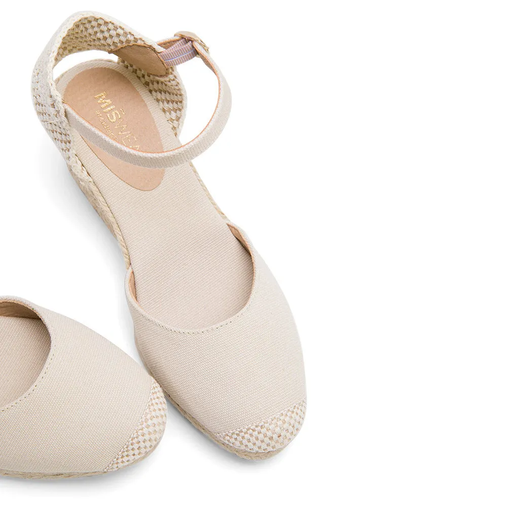 White Wedge Espadrilles with Buckle Up
