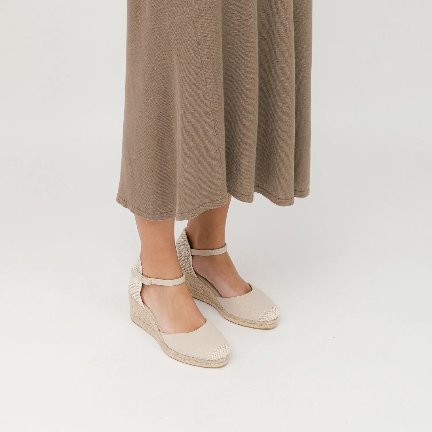 White Wedge Espadrilles with Buckle Up