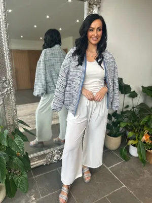 White Wide Leg Pocket Trousers Claudia