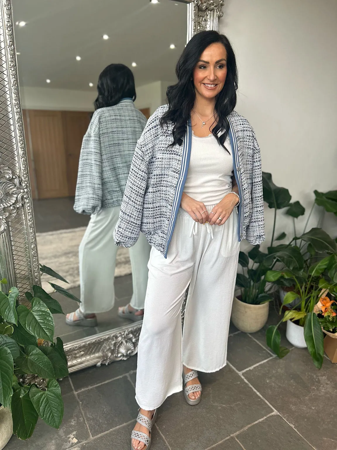 White Wide Leg Pocket Trousers Claudia