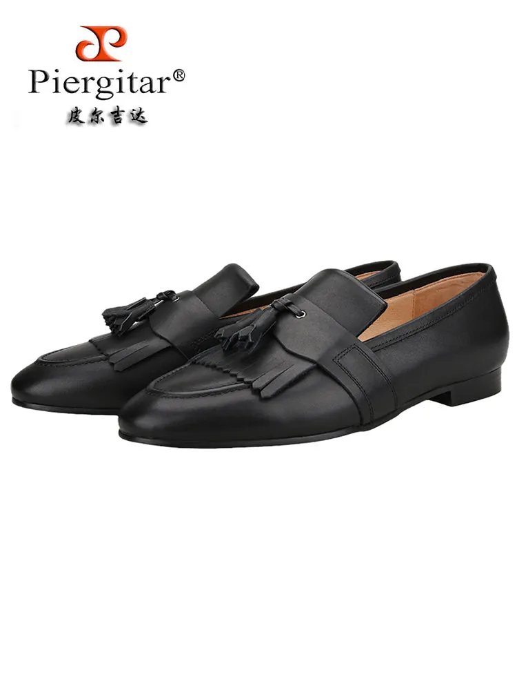 Winter new first-layer calf leather classic tassel loafers exported to Europe and the United States wedding banquet slip-on formal shoes