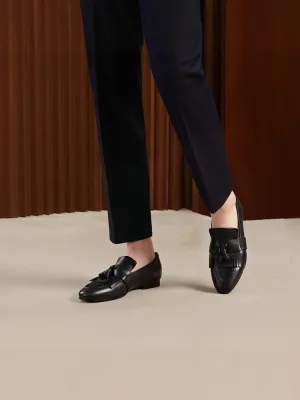 Winter new first-layer calf leather classic tassel loafers exported to Europe and the United States wedding banquet slip-on formal shoes