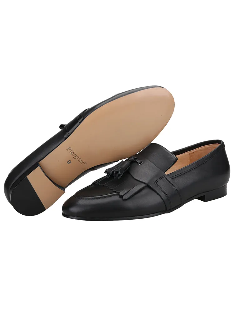 Winter new first-layer calf leather classic tassel loafers exported to Europe and the United States wedding banquet slip-on formal shoes
