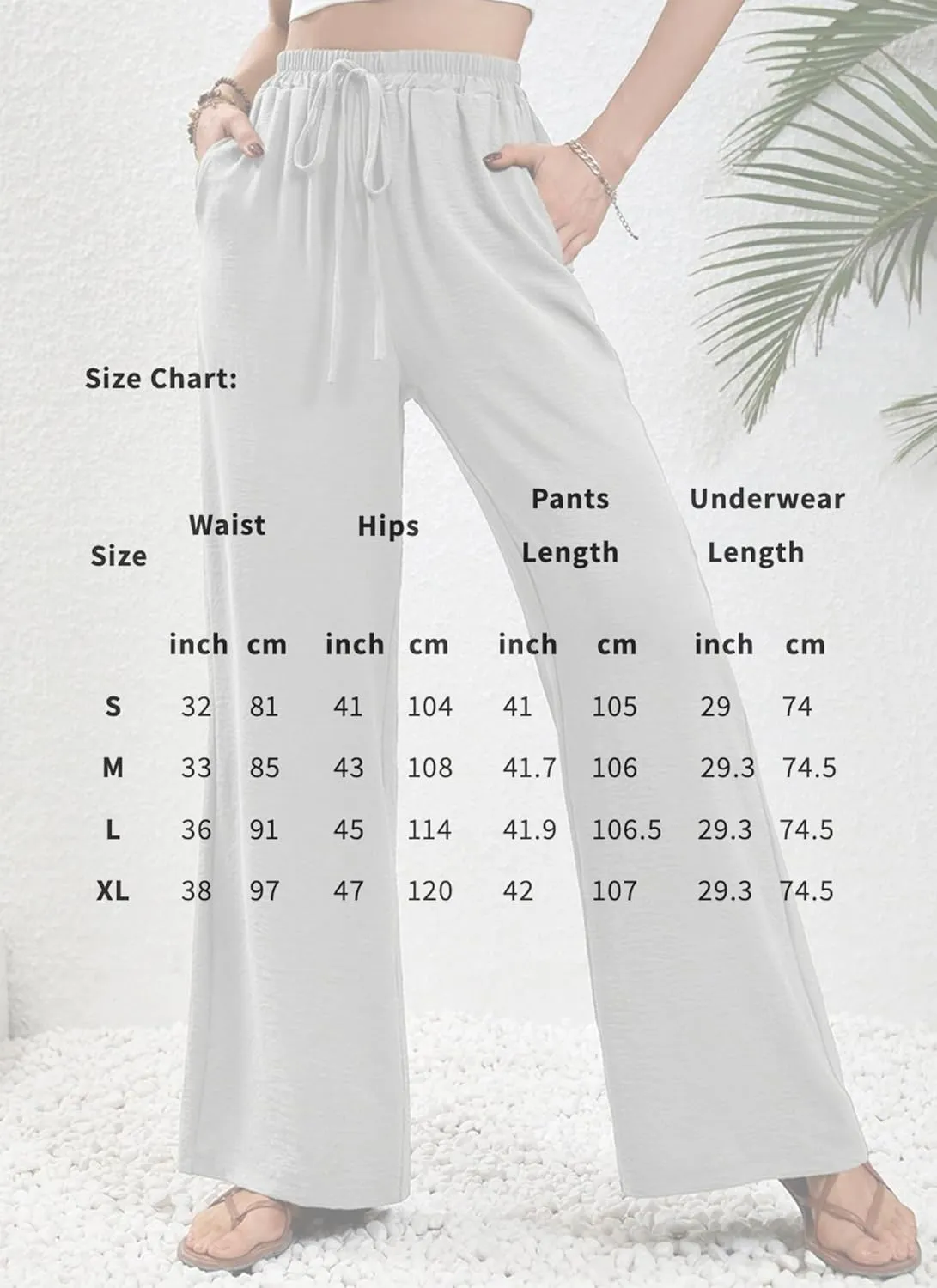 Women's Army Green Wide Leg Pants High Waist Drawstring Loose Fit Long Trousers with Pockets Casual Summer Beachwear