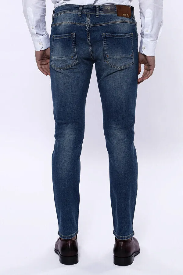 WSS Washed Dark Blue Men Jean Pants  - Singen